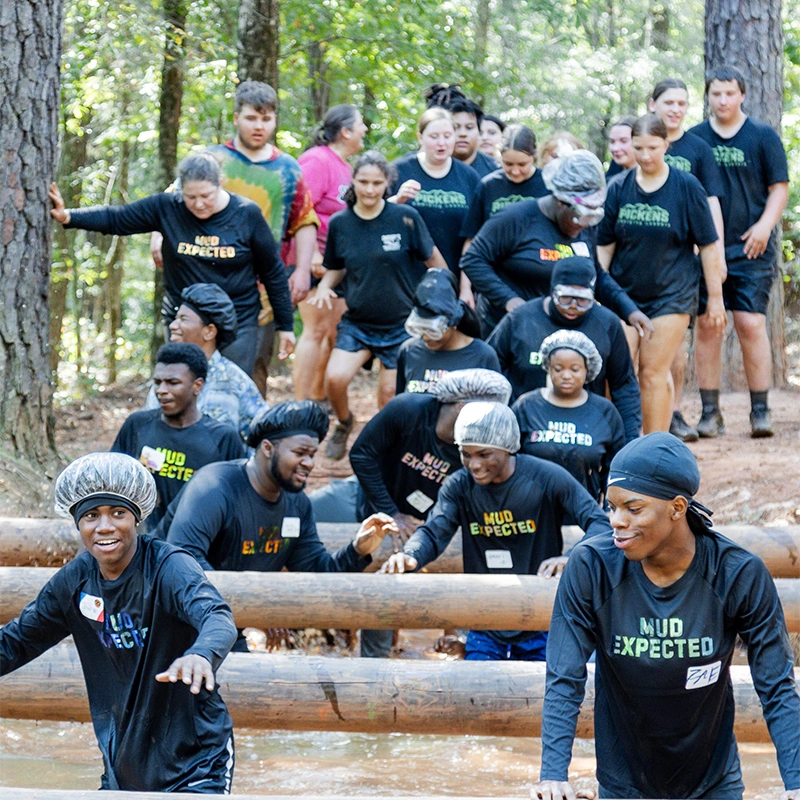 Group of kids in team building at a CTI conference
