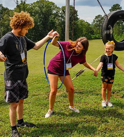 Group of kids in team building at a CTI conference