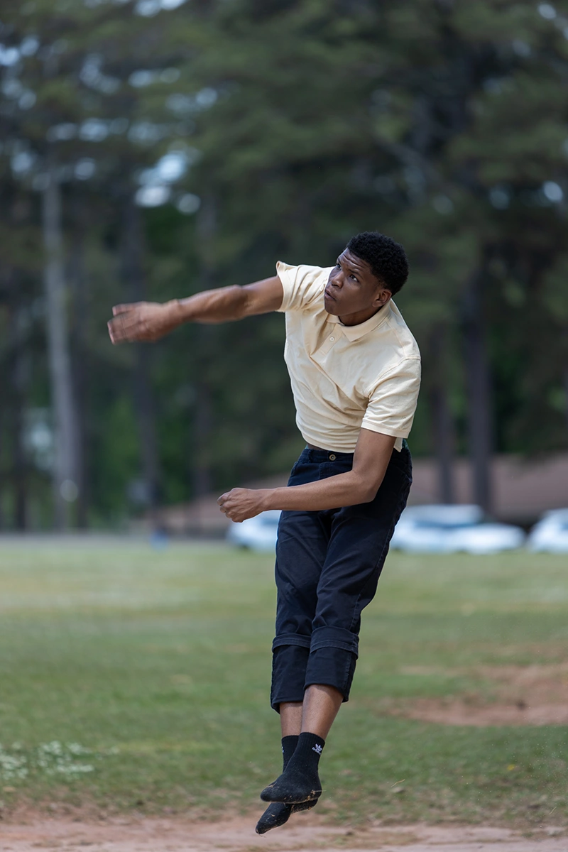 Athletic young man jumping