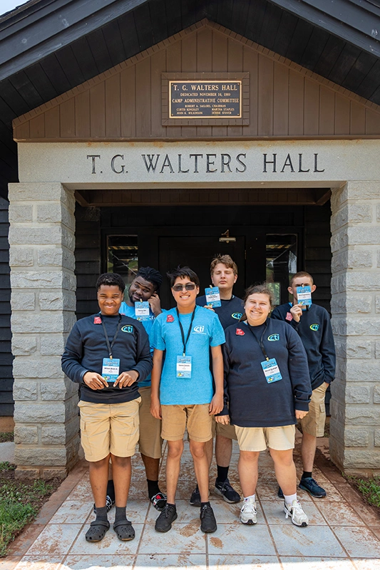 GaCTI student officers posed in front of a building